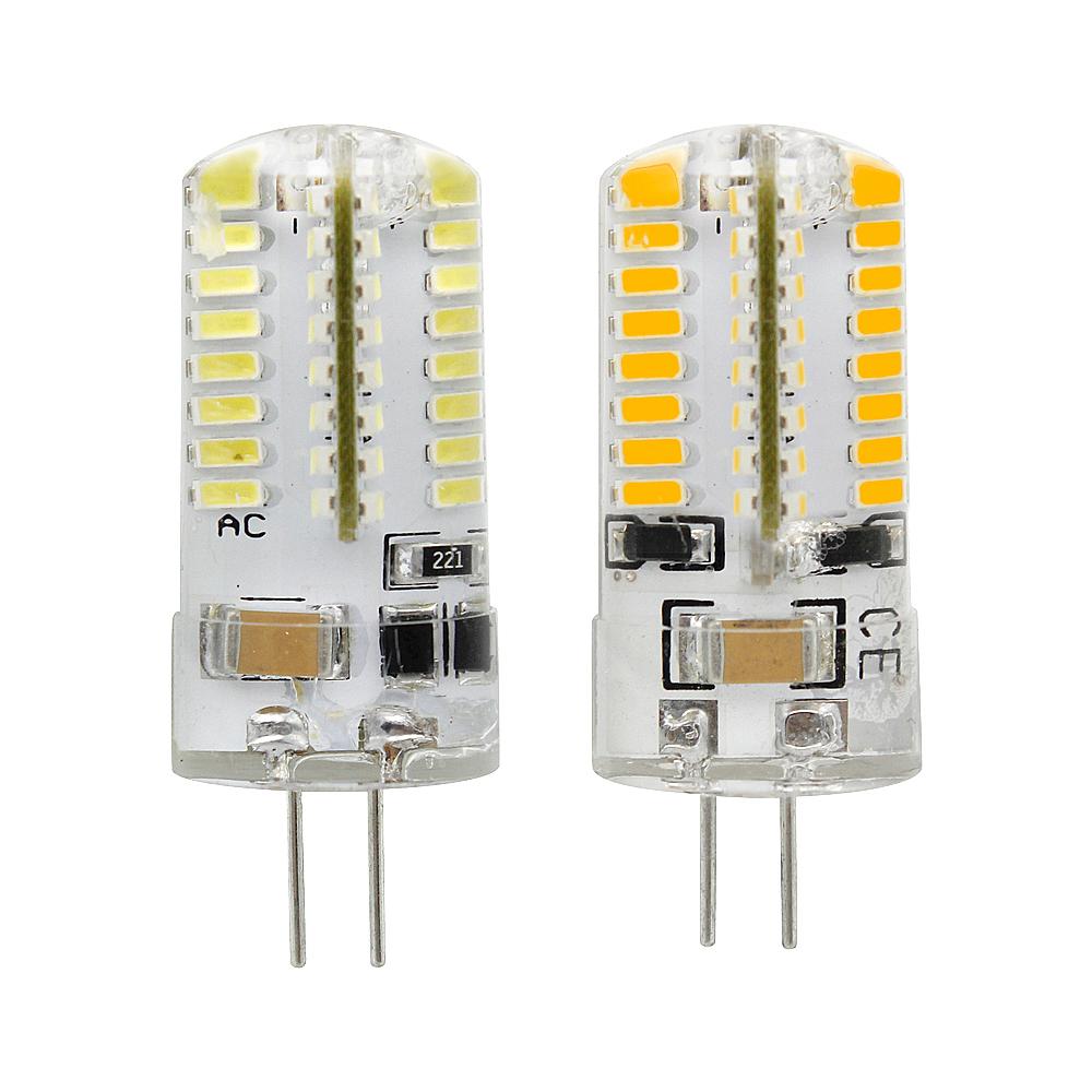 10pcs/lot Silicone G4 3W 220V LED Light Bulb 64leds SMD 3014 Warm/Cold White Lights Replace 20W 30W Halogen Lamp For Home Indoor Chandelier