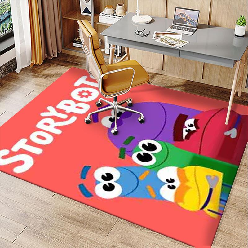 Ask Storybots Polyester Carpet, Soft Indoor Mat for Office Chair, Living Room, Computer Desk - Decorative Home Office Rug Design