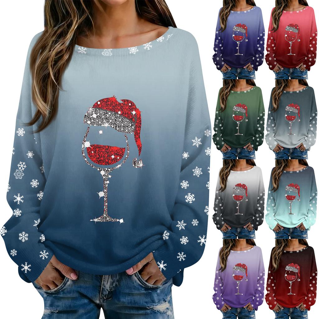 Christmas Sweatshirts For Women Knit Sweater Cute Shirt Fall Crewneck Pullover Tops