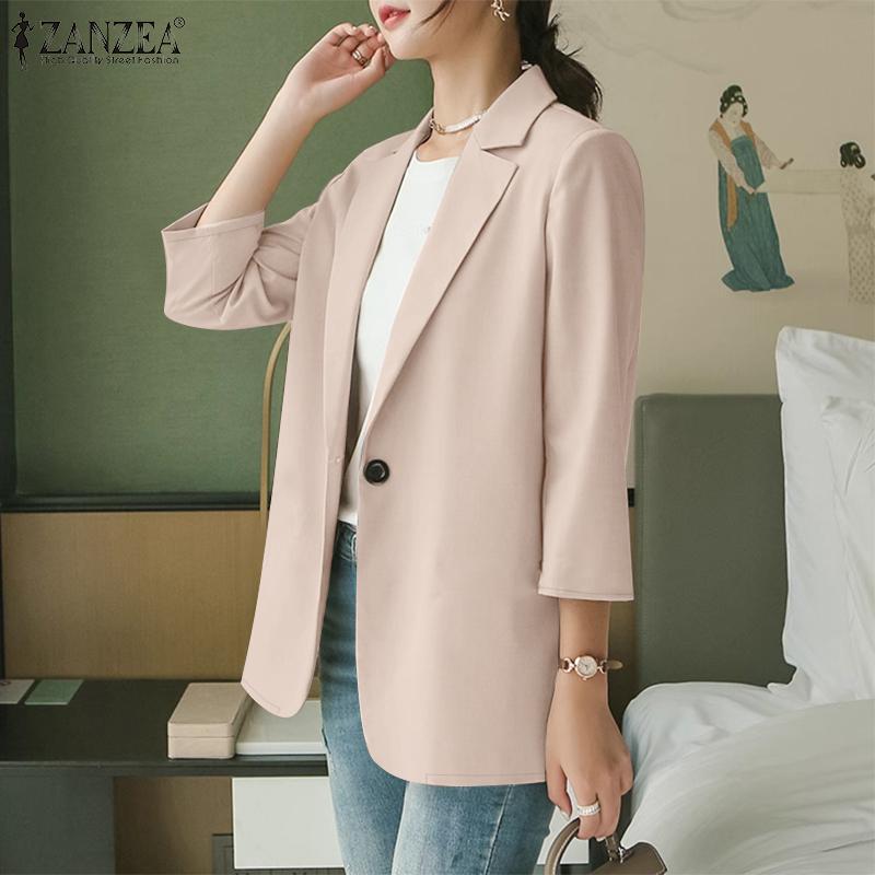 ZANZEA Женский повседневный кардиган с отложным воротником и рукавом 3/4