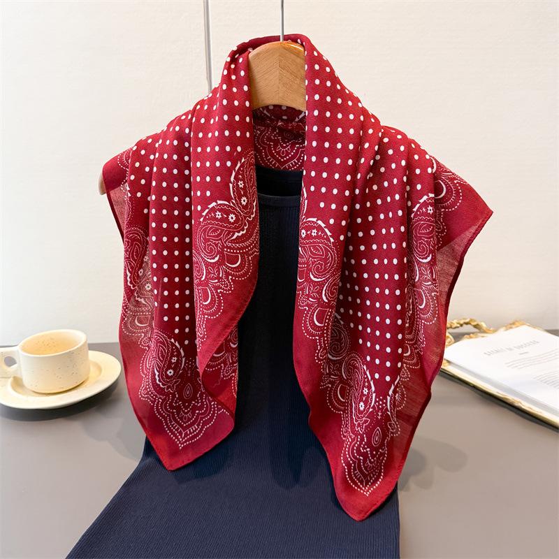 Горошек Стиль Елочка Узор Хлопок И Лен Маленький Квадратный Шарф Шелковый Шарф Имитация Бархата Головной Платок Шаль Шарф для Защиты от Солнца Женский Шарф