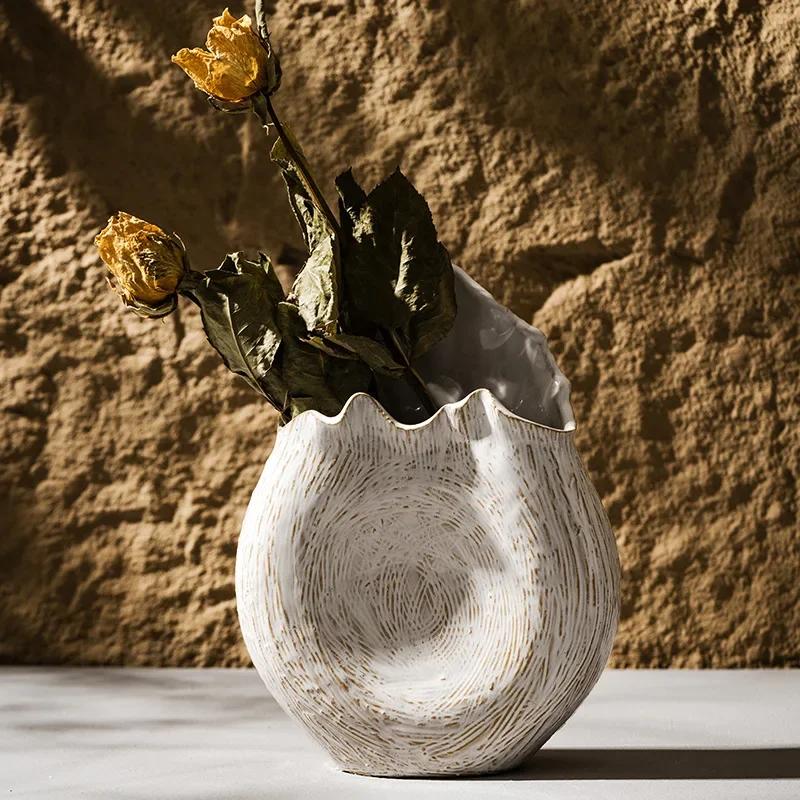 Керамическая ваза в стиле бохо, ретро-украшение для дома в стиле кантри, нерегулярные круглые сухоцветы, трава Puwei, украшение для гостиной