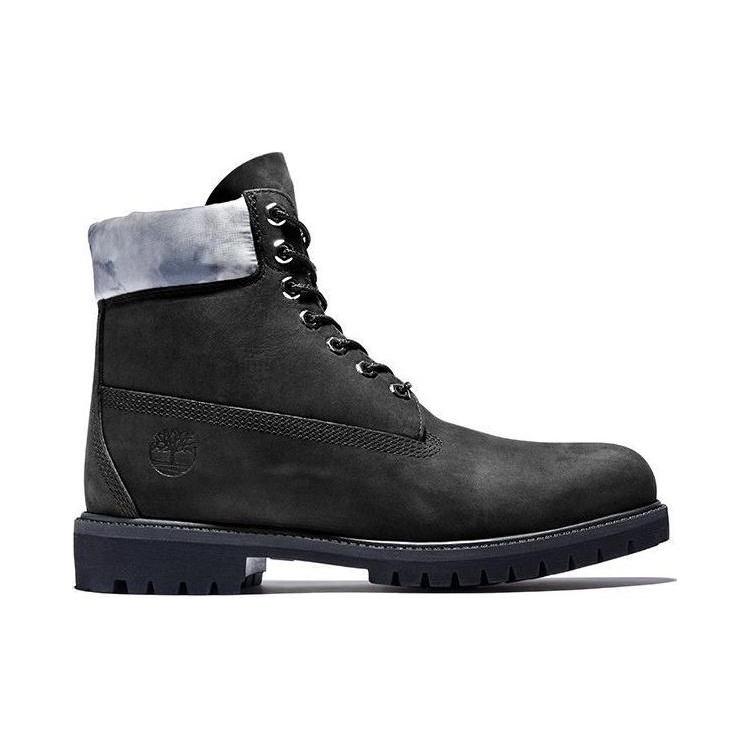 Timberland Премиальные водонепроницаемые ботинки 6 дюймов 'Черный нубук с серым камуфляжным воротником' Мужские A2NCJ001