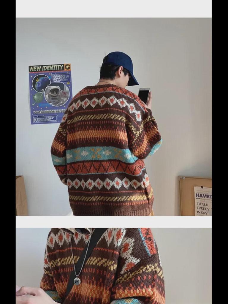 Мужской свитер толстой вязки, свободный корейский стиль, модная одежда Гонконга и Харадзюку, универсальный зимний пуловер.