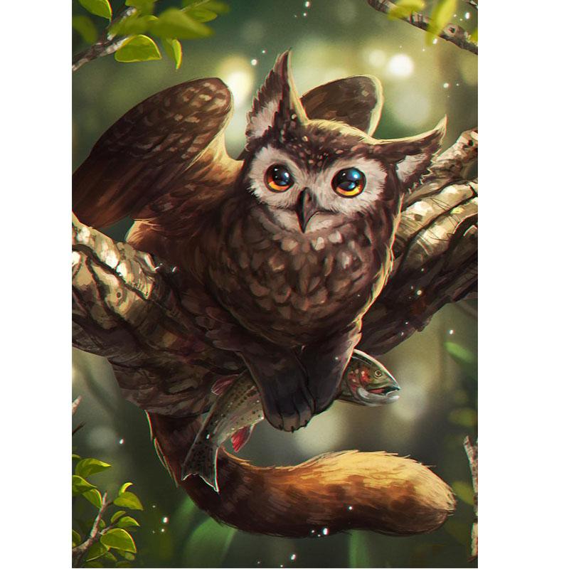 DIY Сова 5D алмазная живопись полная круглая дрель вышивка крестиком мультфильм животных Алмазная вышивка Стразы Мозаика домашний декор