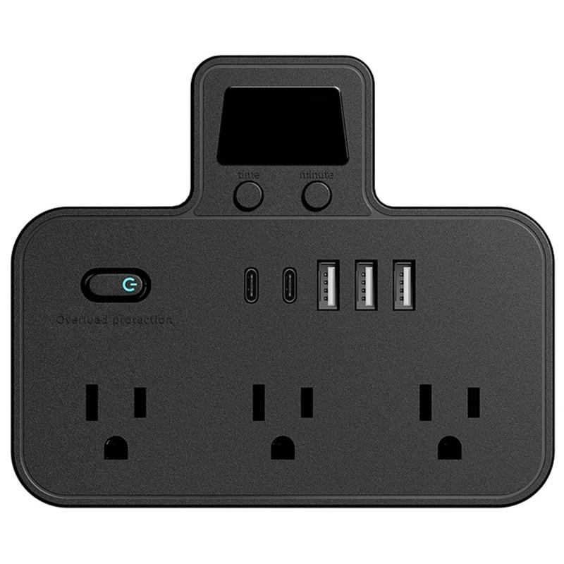 Удлинитель с несколькими розетками, два порта USB-C, усовершенствованная система зарядки, защита от перенапряжения, легко переносить для международных поездок