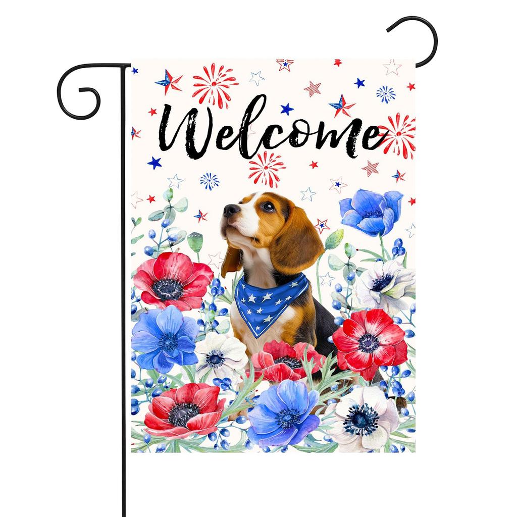 Садовый флаг для улицы 12x18 дюймов, двусторонний, с надписью Welcome и изображением собаки, для украшения двора, патио, газона, погодоустойчивый