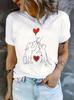 Women's Polyester 100% Short-Sleeved Round-Neck Top European American Animal Print Aesthetic Casual Top for Women Summer