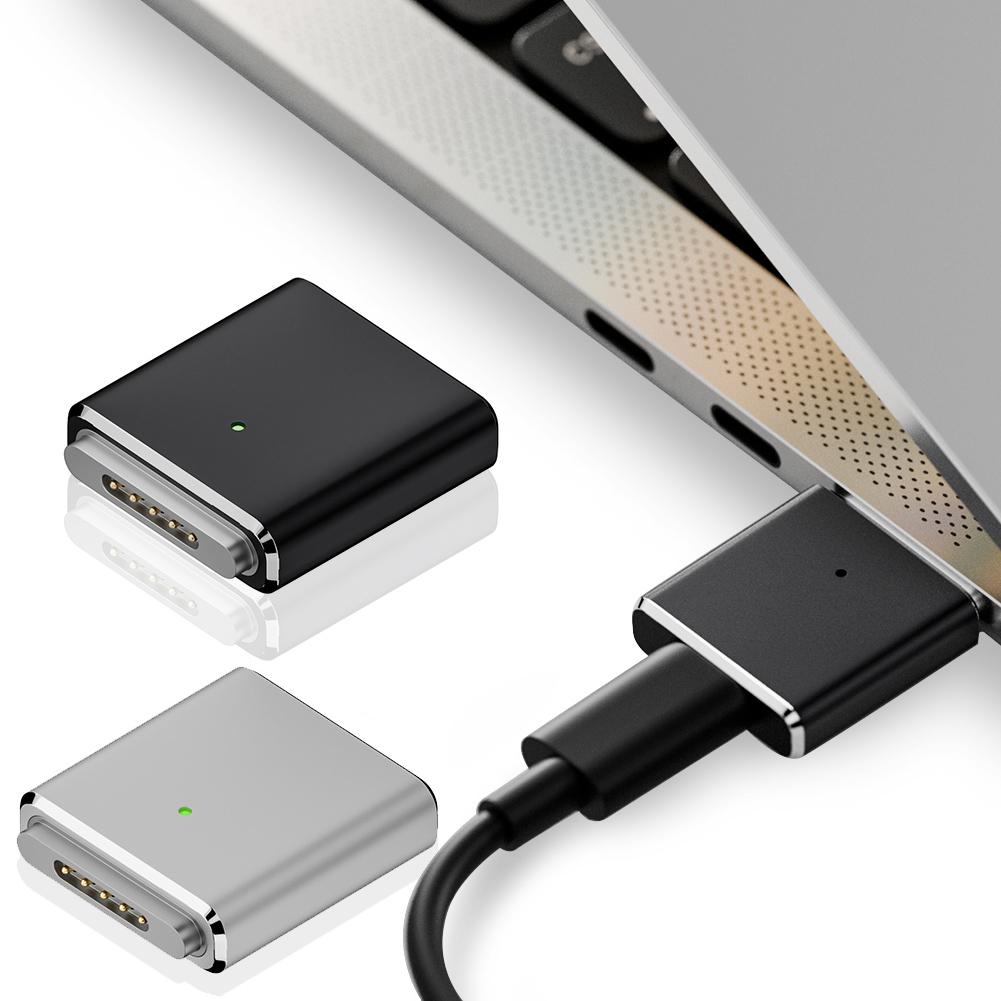 Адаптер питания USB C на магнитный 3-контактный, 100 Вт, со светодиодным индикатором, конвертер быстрой зарядки PD3.1 для MacBook Air/для MacBook Pro