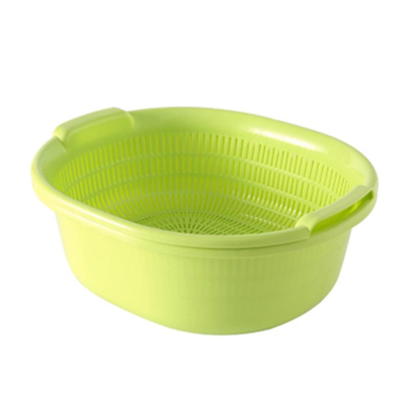 Premium Double-Layer Vegetable and Rice Wash Basket Set, Large Kitchen Drip Drain Basket