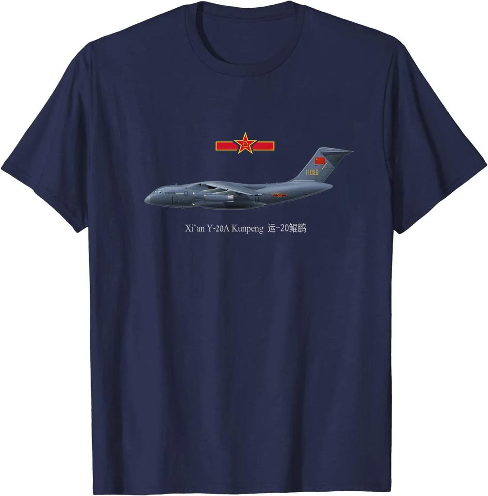 Peoples Liberation Army Air Force Y20A Kunpeng Transport Aircraft TShirt 100 Cotton ONeck Short Sleeve Casual Unisexs Tshirt