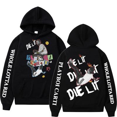 Хип-хоп исполнитель Playboi Carti Музыкальный альбом Die Lit Графическая толстовка Мужская Женская Эстетичная Хип-хоп Оверсайз Свитшот Мужская Мода Уличная одежда