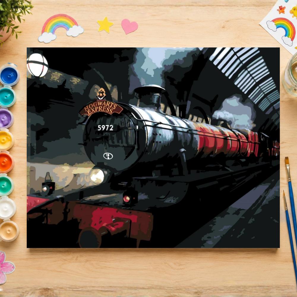 Obraz Do Malowania Po Numerach Z Ramą Express Hogwart Nocą 70X50 Cm