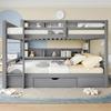 =(WX000708AAE)Bunk beds, 90x200cm(90x200cm) single beds, children's beds, , bunk beds, with drawers, with storage compartments, without mattress, grey