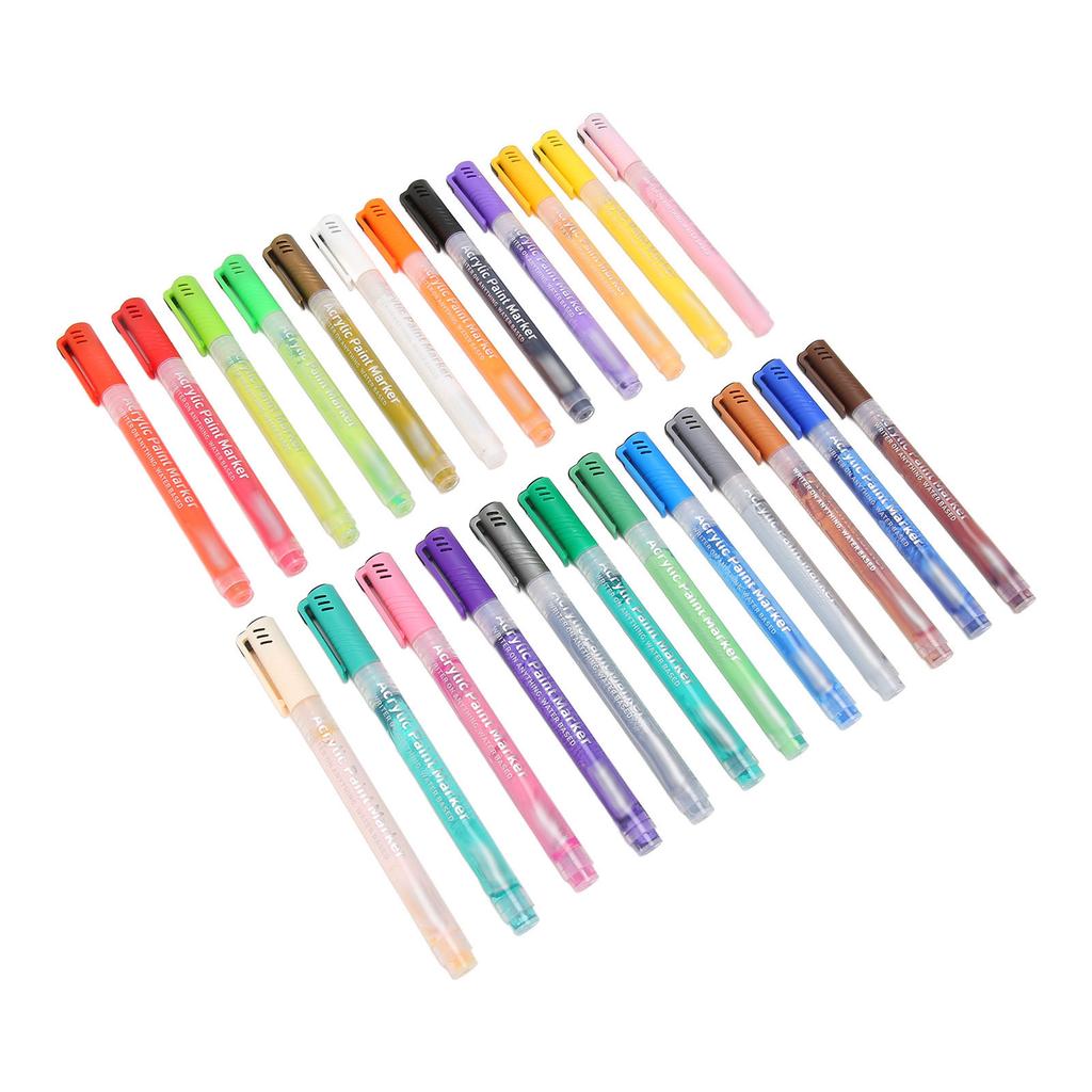 24 Colors Acrylic Paint Marker Pens Waterproof Quick Drying Smoothly Writing Paint Pens for Kids for Stones Wood Glass