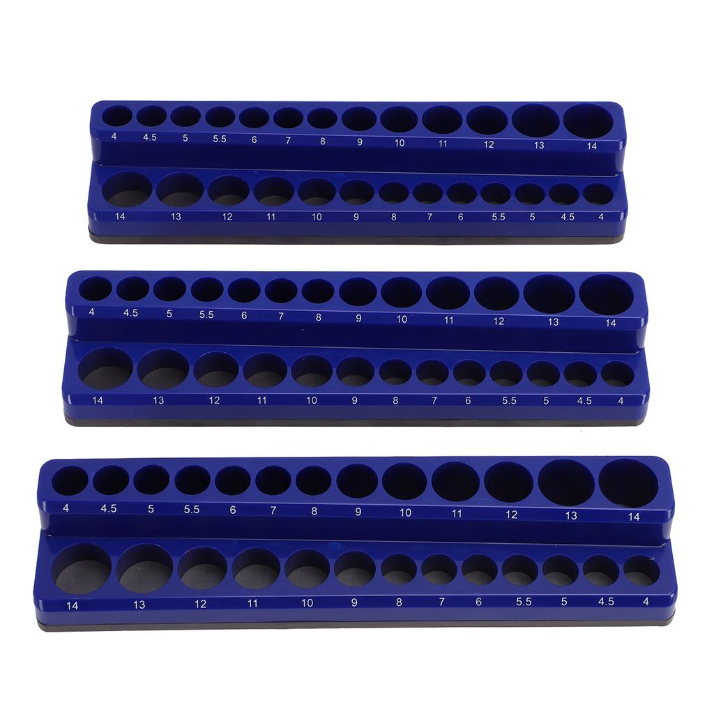 Metric Magnetic Socket Tray Blue Color Strong Magnetic Base Socket Organizer Holder for Work Area