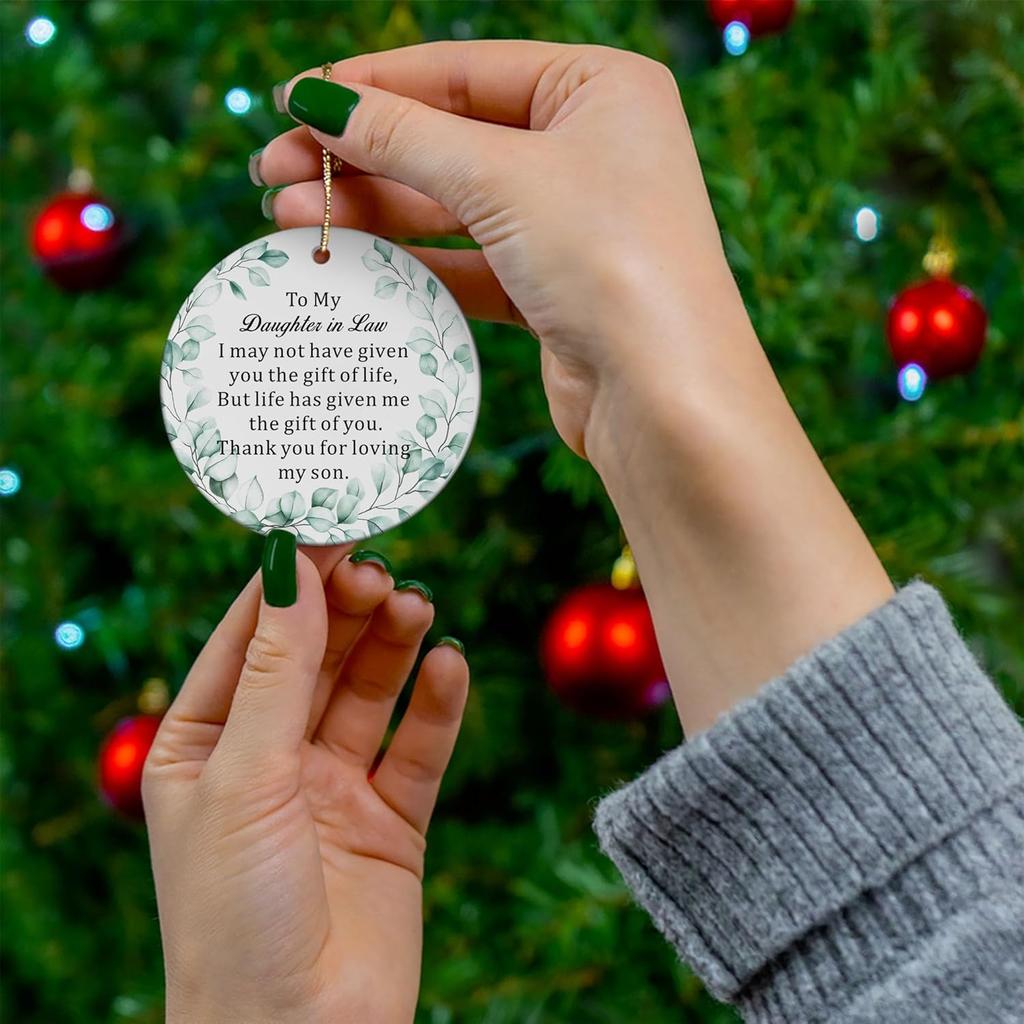 to My Daughter in Law Christmas Ornaments, Daughter-in-Law Christmas Ornament Gifts, Two-Side Printed 3'' Christmas Ornament for Christmas Tree,
