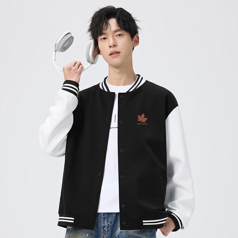 Mark Fairwhale Men's Retro Color-Block Baseball Jacket