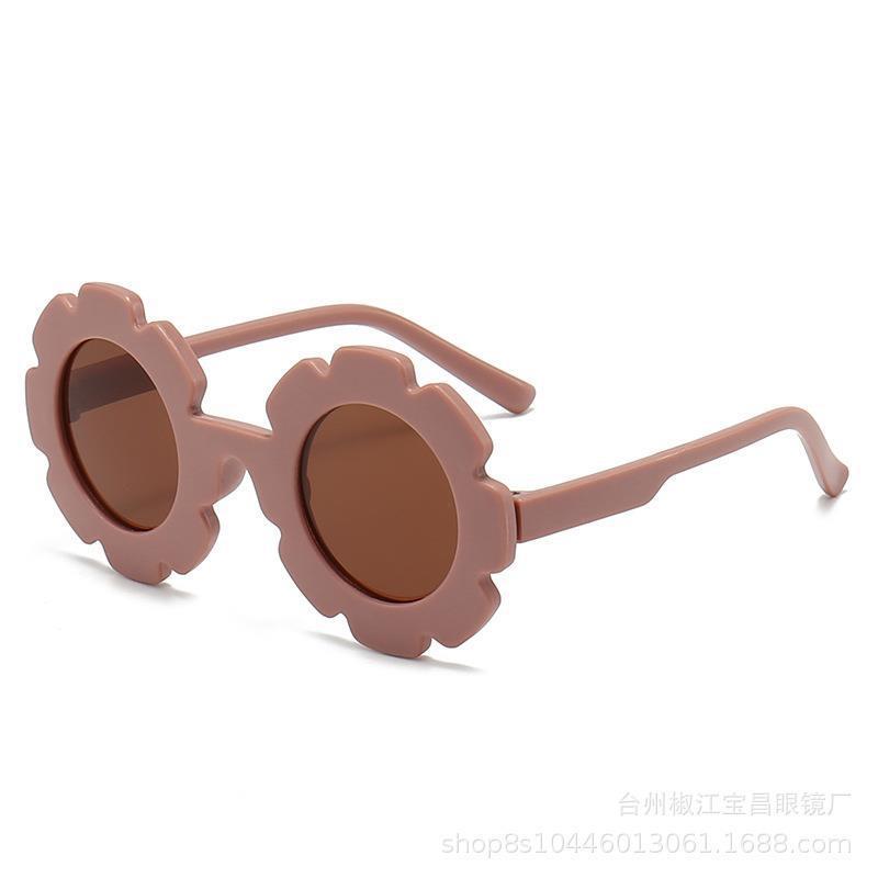 Детские очки с мультяшным принтом, солнцезащитные очки в матовой оправе, милые очки в оправе с подсолнухом карамельного цвета
