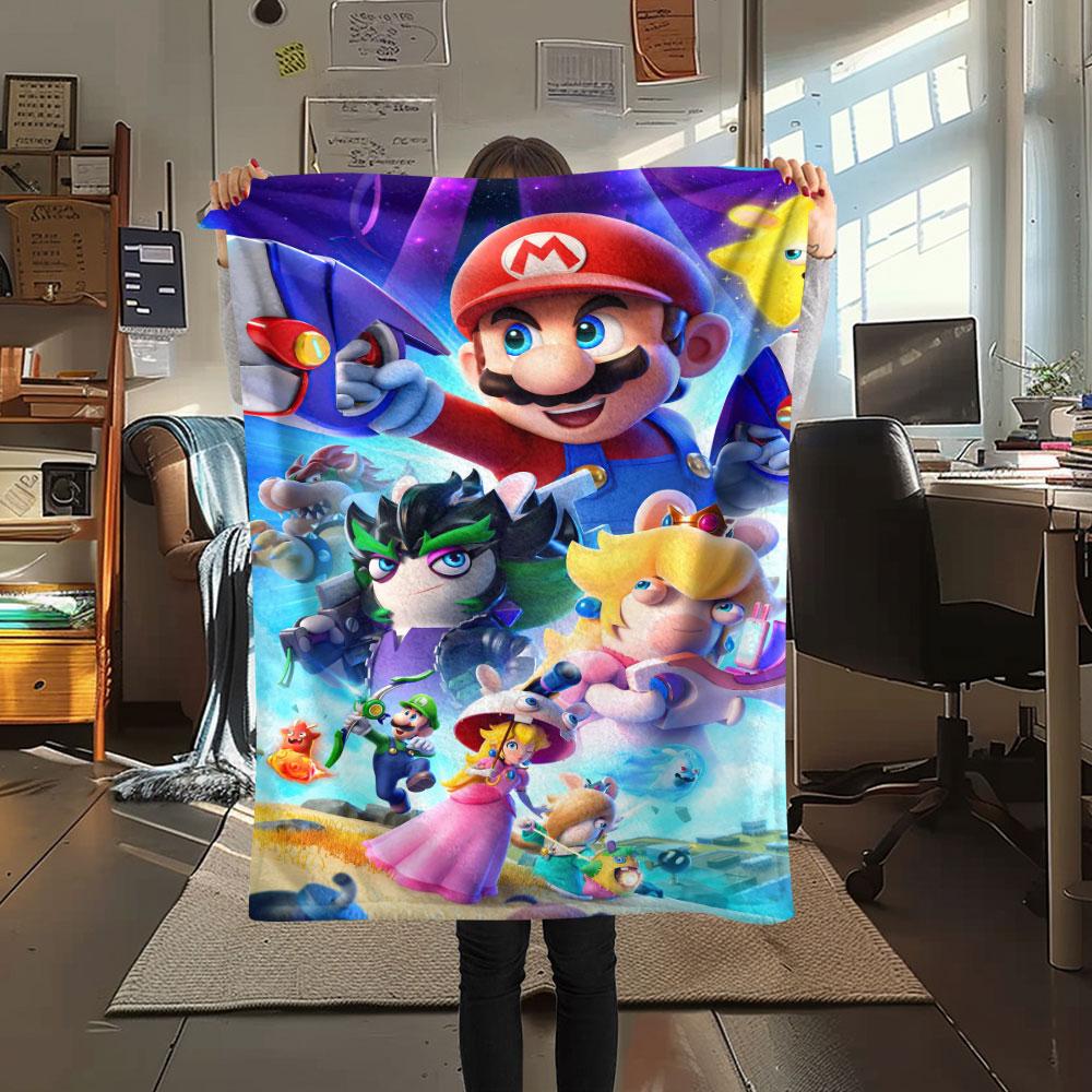 Super Mario Cartoon printing Flannel Blanket Bedroom Sofa Camping Warm blanket Gifts for family and friends-MJ018