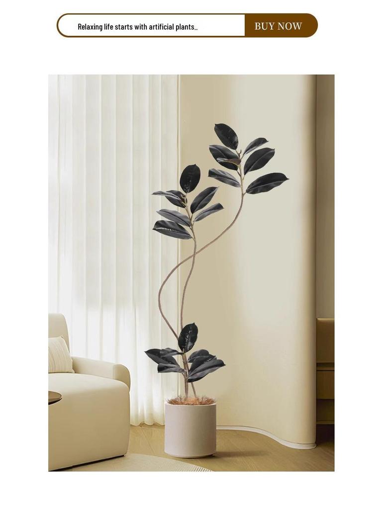 Роскошное искусственное дерево Фикус Эластика Черное Золото: Комнатное украшение и напольное украшение