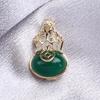Blucome New Jewelry All-match Hollow Gourd Brooch Fulu Inlaid Hetian Jasper Women Pins Accessories