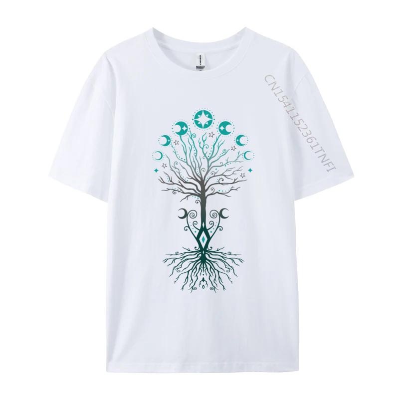 Фазы Луны Древо Жизни Иггдрасиль Язычество Викка Персонализированные Высококачественные Вечериночные Топы Футболки Чистый Хлопок Мужская Одежда