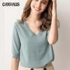 Spring Summer Women's T-shirt Short-sleeved Sweater Knit Sweater V-neck Half-sleeve Tide Loose Bottoming Shirt T-shirt