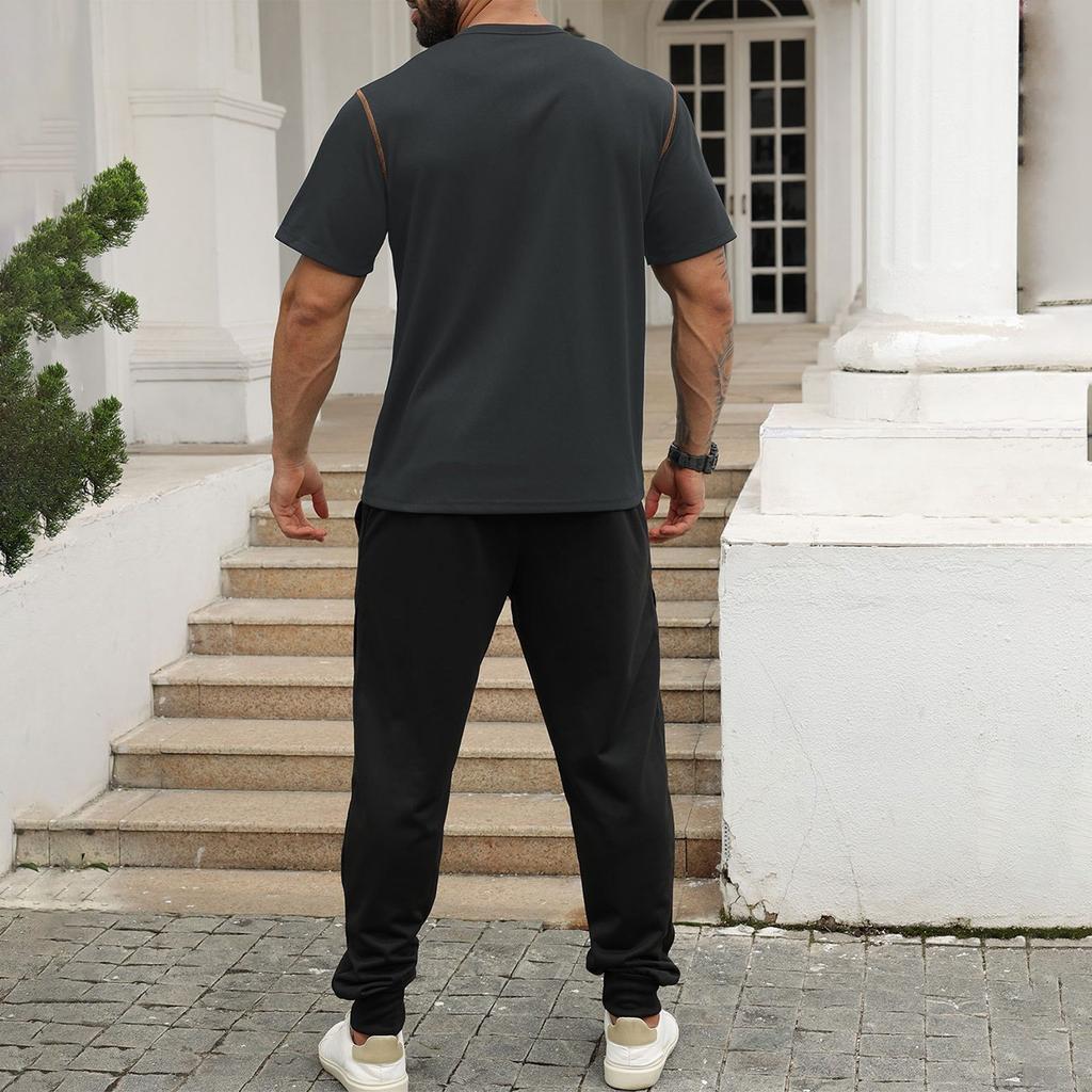 Мужские летние однотонные ретро-топы с коротким рукавом, мужские повседневные модные топы