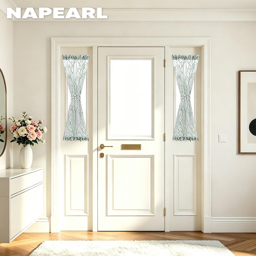 1 шт. NAPEARL Прозрачная дверная штора с растительным узором, простая штора с карманной лентой для кухни, спальни, гостиной, домашнего декора