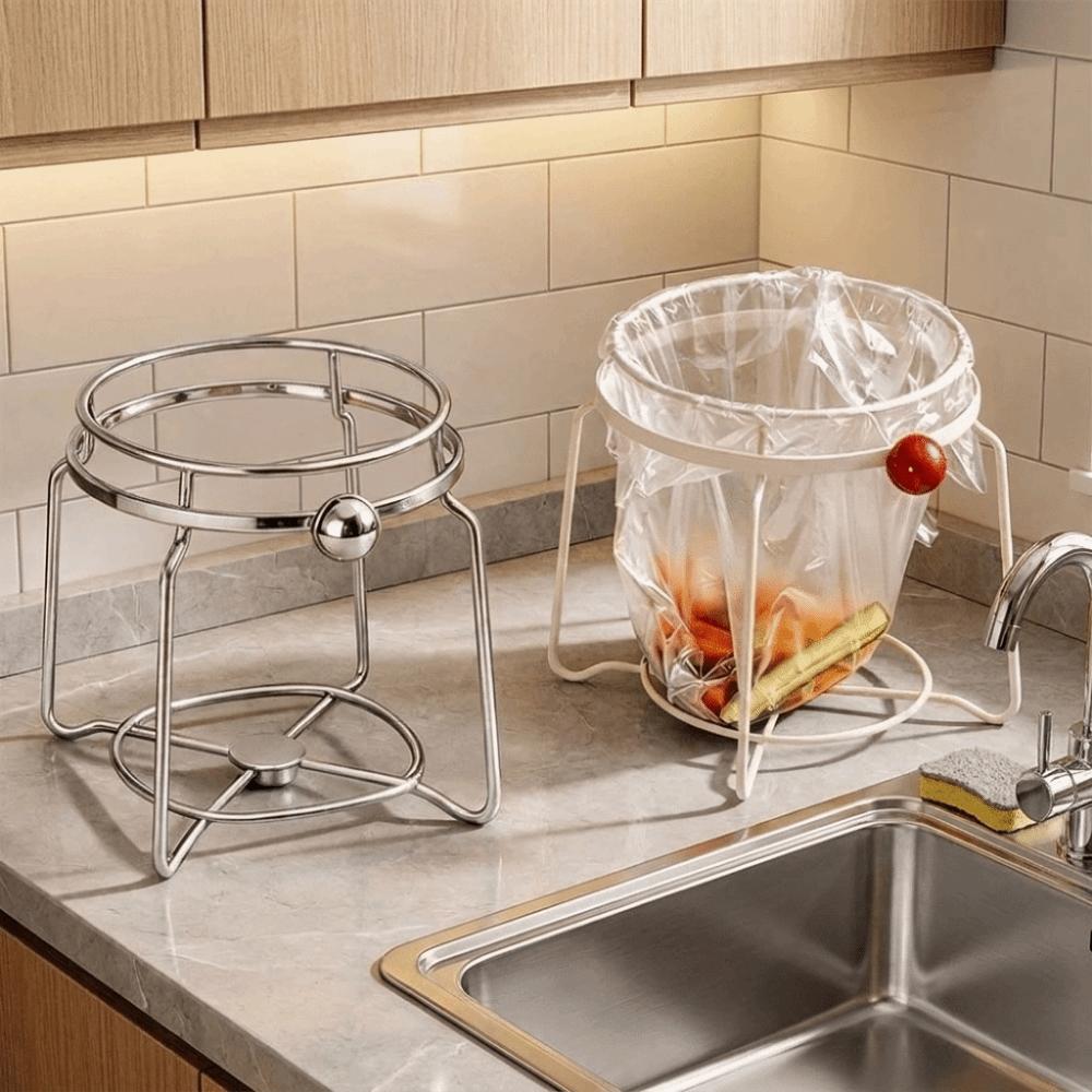 Stainless Steel Trash Bag Holder Rust-proof Garbage Bag Stand Kitchen Storage Rack Kitchen Use