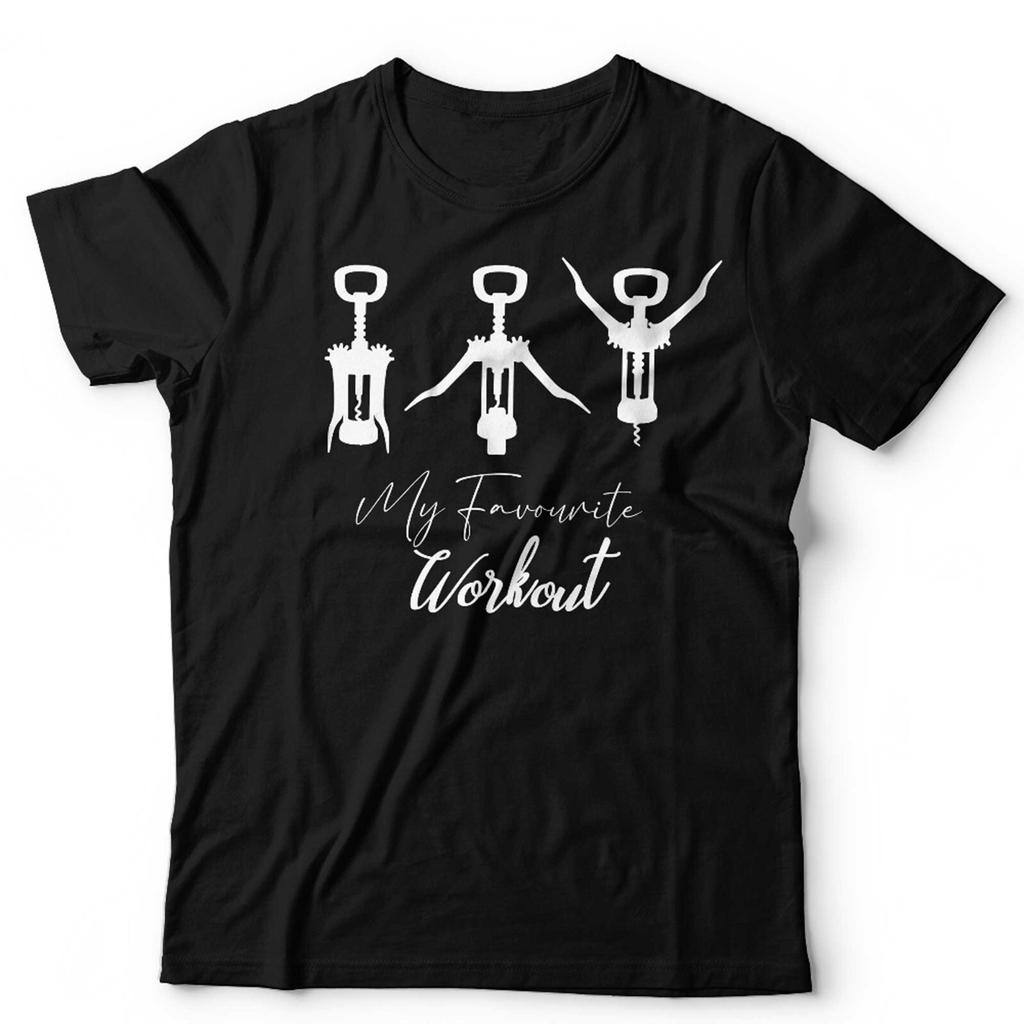 My Favourite Workout Unisex T Shirt Mens Womens Tees Top Funny Wine Drinking Corkscrew Wine Lover