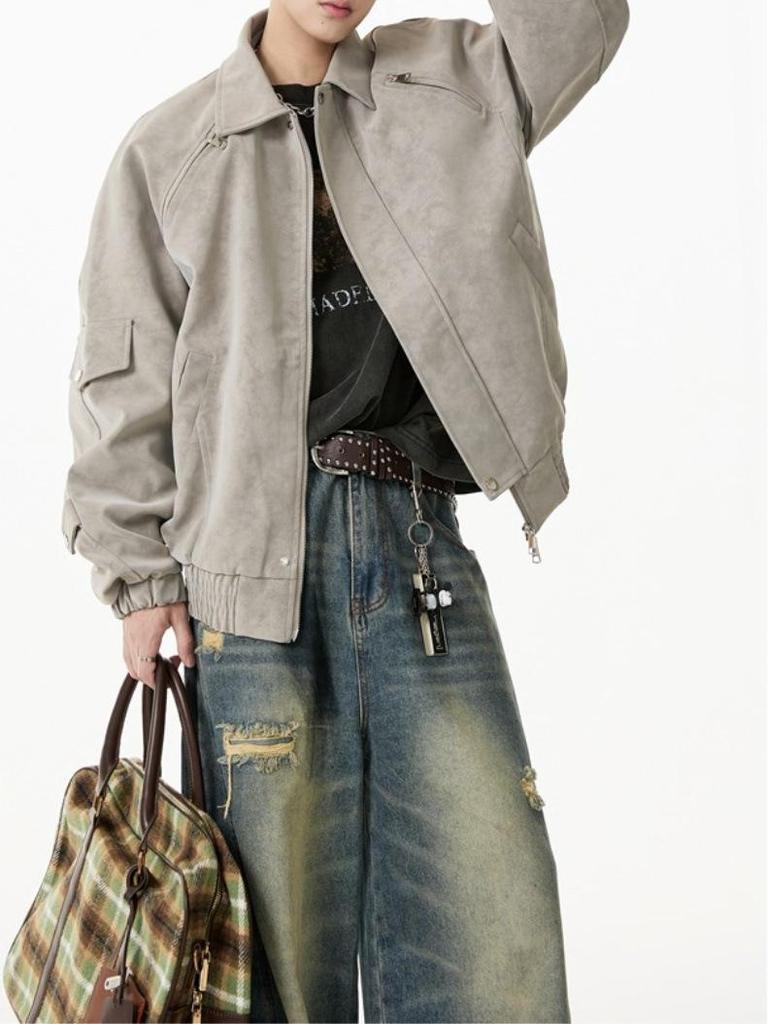 Мужская ретро куртка-косуха из искусственной кожи с двойной молнией и отворотами, с принтом тай-дай