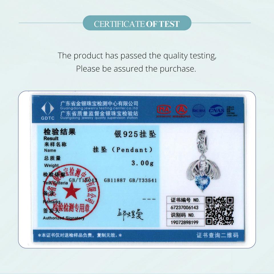 WOSTU Стерлингового серебра 925 пробы, белый орел, подвесная бусина, синий циркон, кулон, яркие подвески в виде рыси, бусины в форме кошки для женщин, браслет и ожерелье, ювелирные изделия