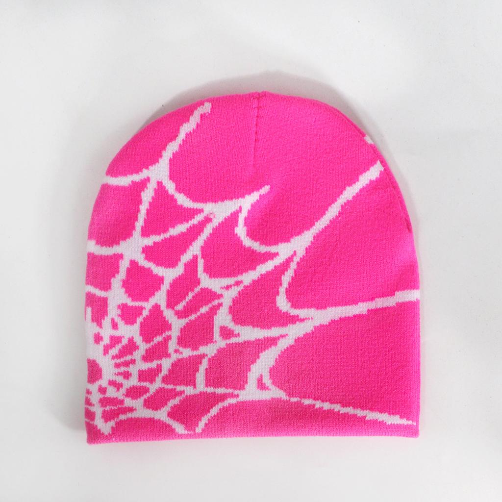 Hot-selling Y2K Spiderweb Knitted Hat European American Style Trendy Winter Beanie Jacquard Pattern 48-50cm Head Circumference