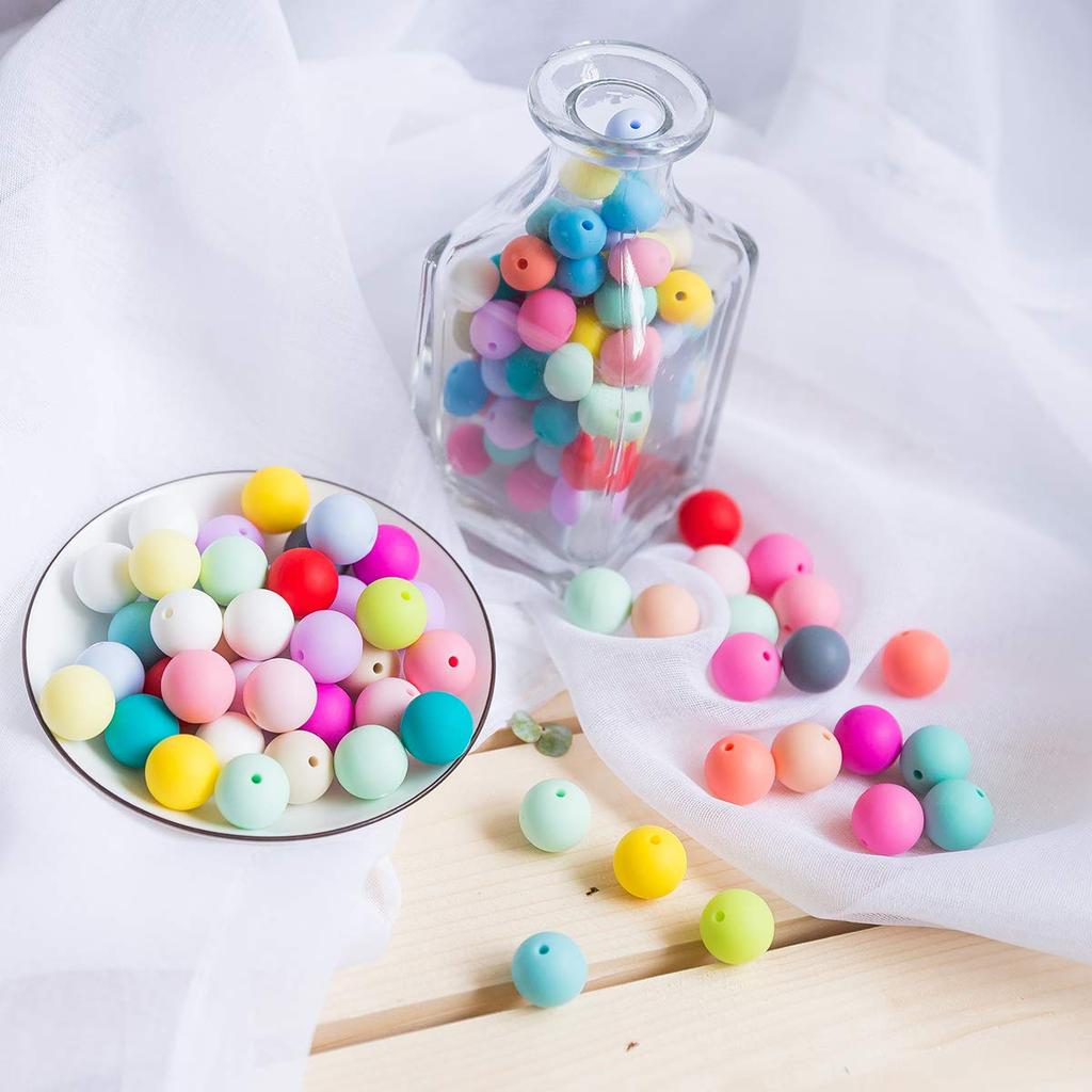 Силиконовые смешанные круглые шарики Promise Babe, можно стерилизовать, аксессуары для рукоделия, товары для рукоделия, бусины, цвета, 15 мм/100 штук, бусины, силикон,