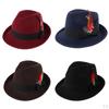 Men's Women's Wool Felt Feather Fedora Hat Vintage Panama Trilby , As Described