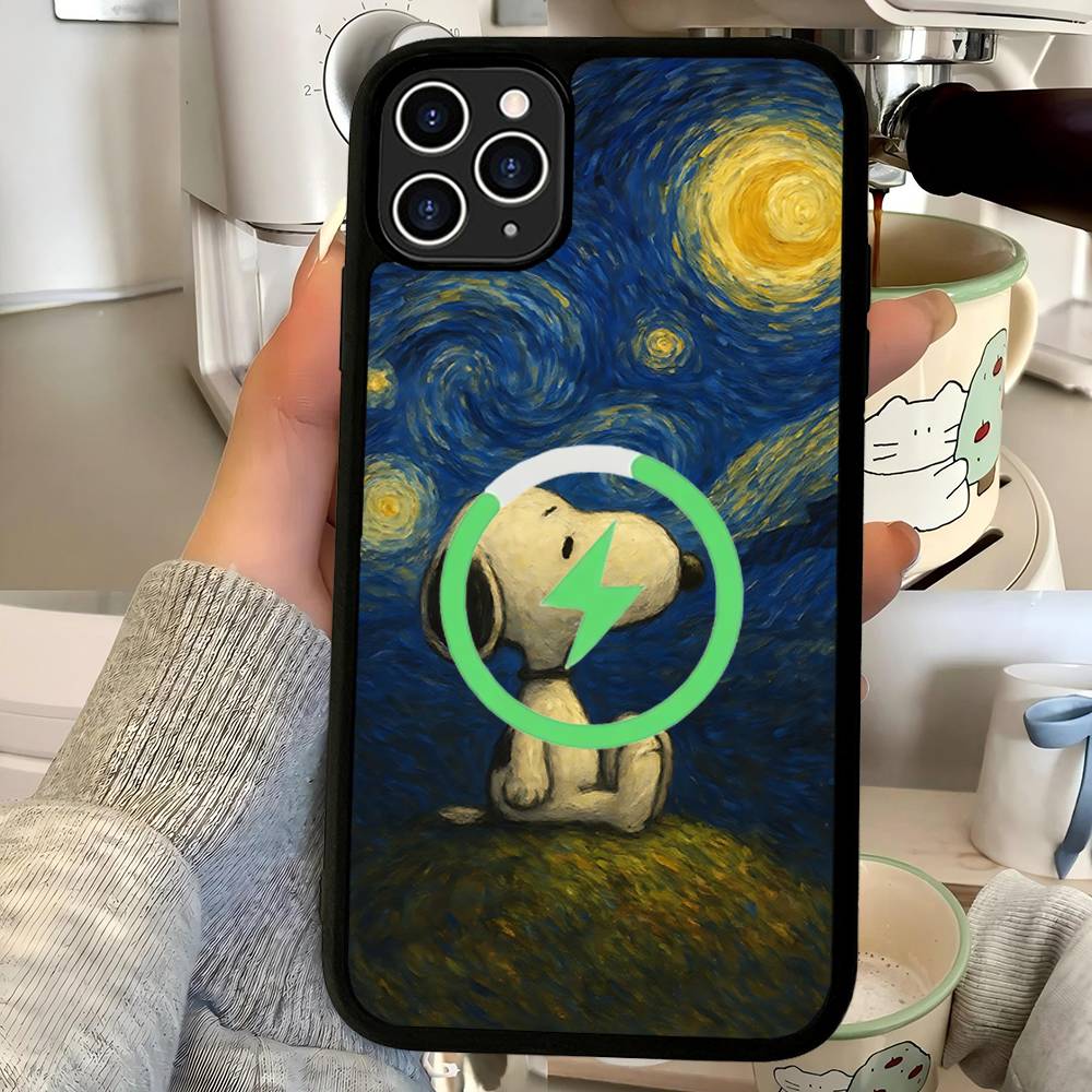 Classic Comic S-Snoopy For Magsafe Magnetic Phone Case Wireless PC+TPU For IPhone 11 12 13 14 15 16 17 Pro Max Plus