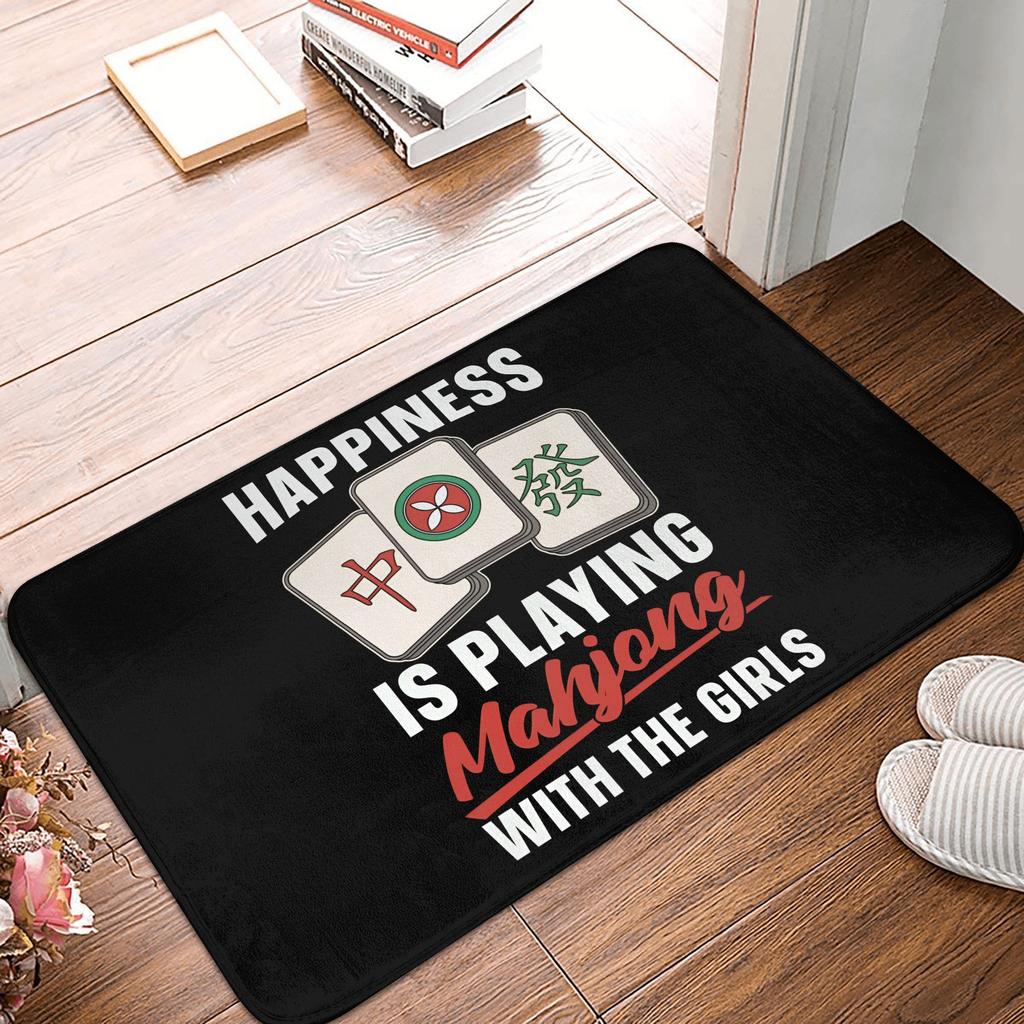 Коврик для двери с узором плиток маджонг, нескользящий, для прихожей, ванной, кухни, пола, коврик для ног, коврик для туалета