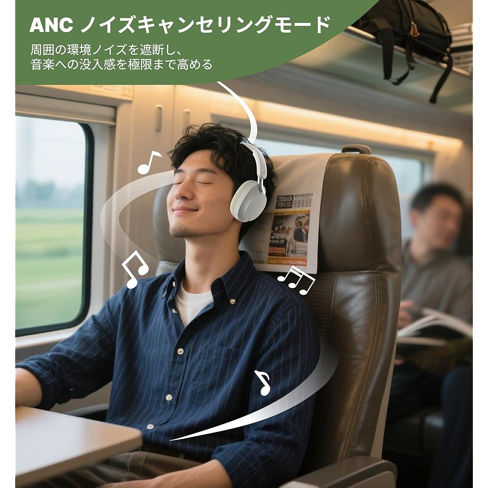 Hmusic Bluetooth 5.3 Наушники 80 часов работы от аккумулятора ANC Шумоподавление Беспроводные наушники Белые