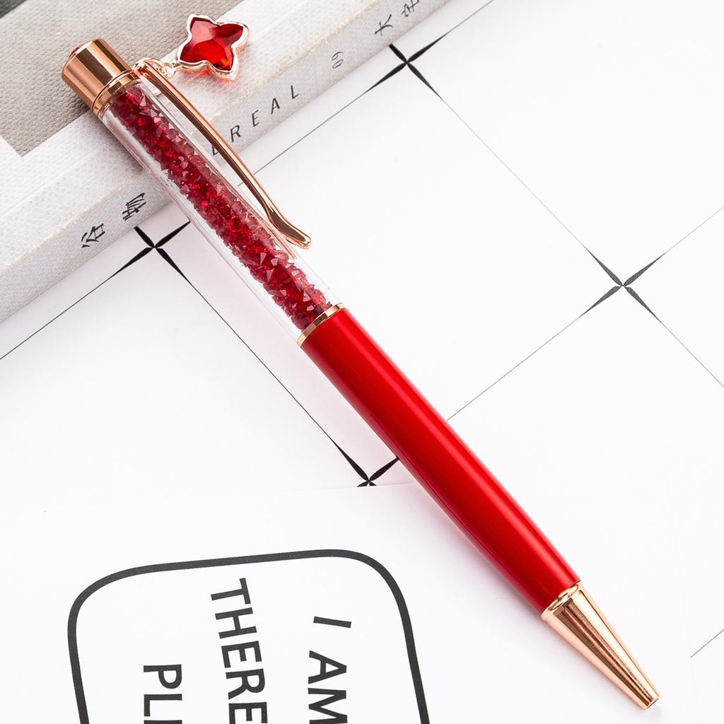 1 шт., шариковая ручка, школьные принадлежности, канцелярские принадлежности, офисные металлические кристаллы, вращающийся люксовый бренд, высокое качество, медсестра, бриллиант, розовое золото, клевер