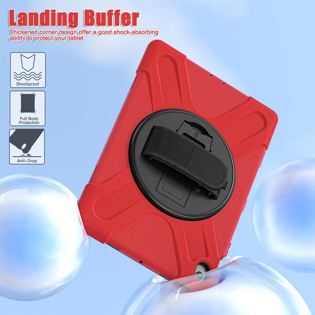 For Samsung Galaxy Tab S10 FE+ SM-X620/ SM-X626B Case Rotary Kickstand PC+Silicone Hand Strap Tablet Cover