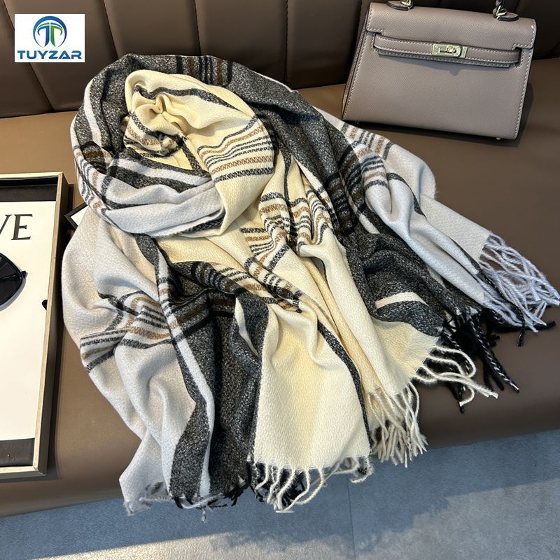 2024 Autumn And Winter New Thickened And Extended Cashmere Scarf Versatile Women'S Warm Neck Protection Scarf Double Sided Scarf Shawl