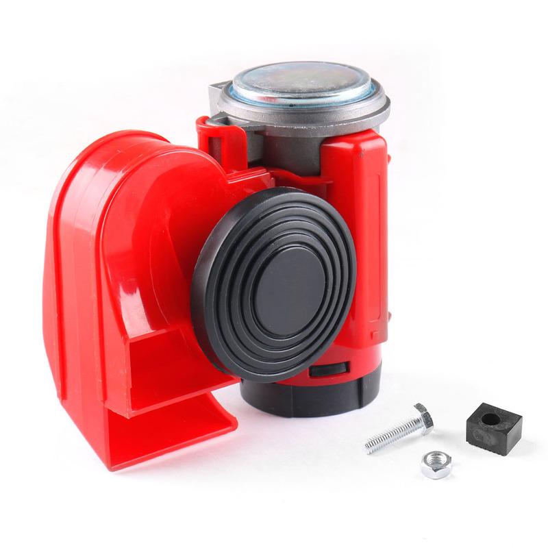 12V 115dB Red Snail Compact Air Horn Air Car Truck Multi-tone & Claxon Horns 450Hz for Cars Vehicles Motorcycle Boat RV