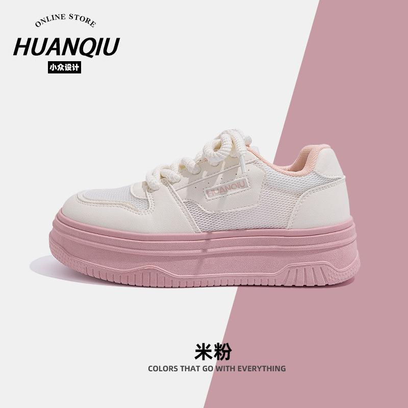 Глобальные ZHQ68018 маленькие белые туфли женские летние тонкие женские туфли студенческие универсальные на толстой подошве увеличивающие рост сетчатые дышащие кеды