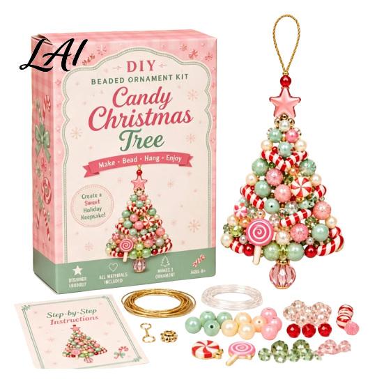 Plastic Bead Ornament Supplies DIY Christmas Tree Beaded Kit 3D Craft Set Beading Projects for Teens Making Beginner Friendly with Step-by-Step