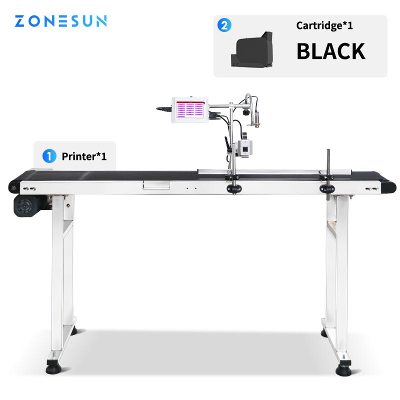 ZONESUN ZS-DC127 Auto Inline Inkjet Printer 12.7mm TIJ Date Coding Machine QR Code Barcode Batch Number Expiry Bottle Conveyor