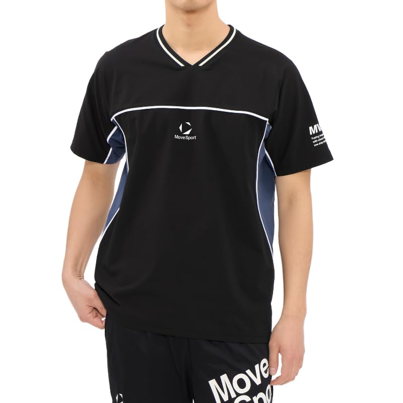 Descente Move Sport Рубашка с коротким рукавом Волейбол Впитывающая пот Быстросохнущая Эластичная Защита от солнца Унисекс Тренировка Зал SV6SHT10U BKBL S Мужская Женская