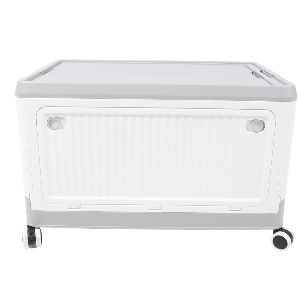 Folding Storage Bin with Lid Wheels PP Stackable Rolling Utility Storage Box Container with Handle for Clothes Books