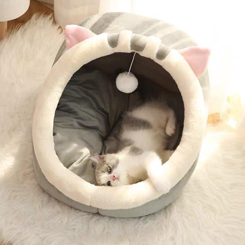 Домик для кошек, кровать для кошек, корзина для домашних животных, пещера, уютный шезлонг для котят, подушка, теплая палатка, очень мягкий коврик для маленьких собак, сумка, моющиеся кровати для кошек